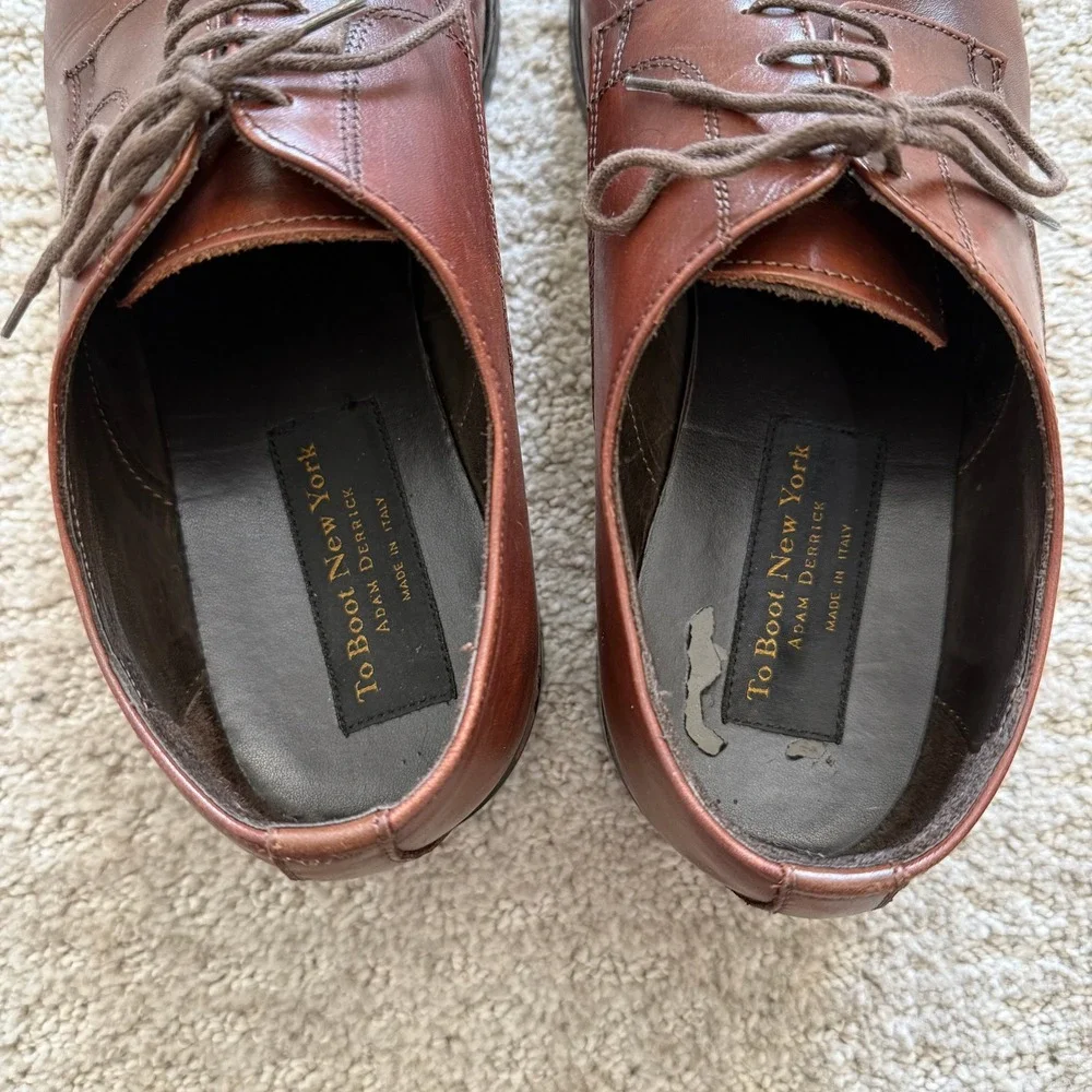 TO BOOT ITALY‎ Men 12 Brown Leather PLAIN Cap Toe Lace Up Dress Shoes OXFORD